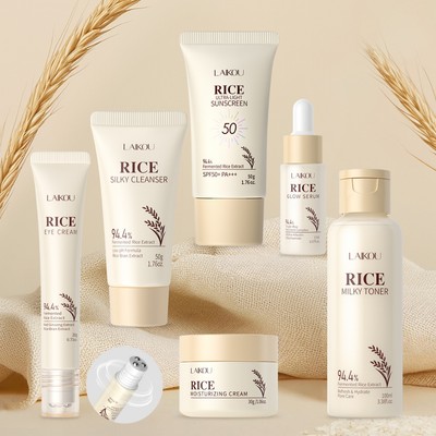 Bộ chăm sóc da phát sáng gạo LAIKOU có kem chống nắng Bảo vệ tia cực tím Làm sáng da dưỡng ẩm mịn màng