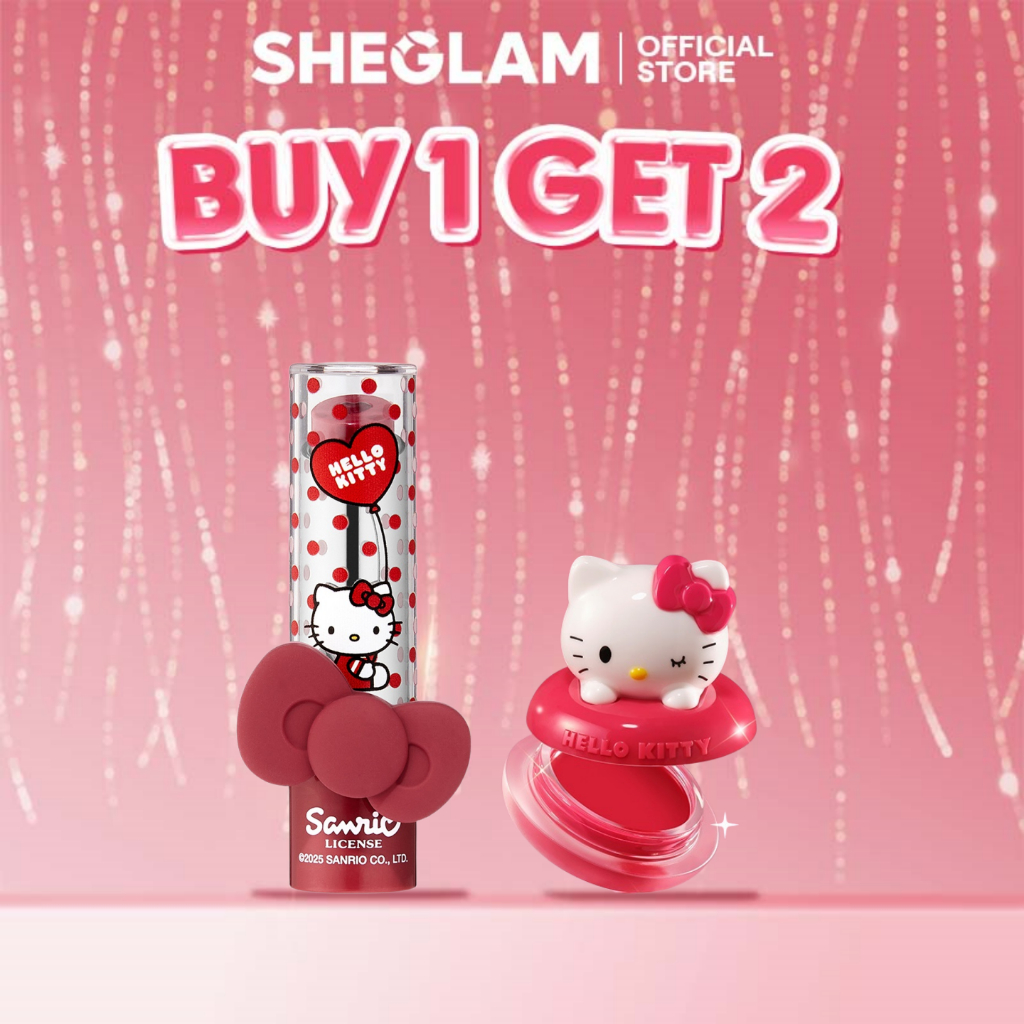 Hello Kitty | SHEGLAM Set 2 Son môi + Phấn má hồng
