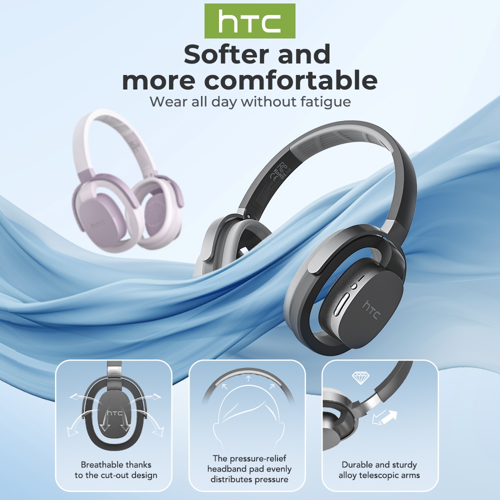 HTC HP07 Tai nghe phiên dịch AI Tai nghe chụp tai Bluetooth 6.0 Chống ồn Tai nghe không dây Gọi điện HD Thời lượng pin 55 giờ Tương thích với PC, Android và iOS | BigBuy360 - bigbuy360.vn