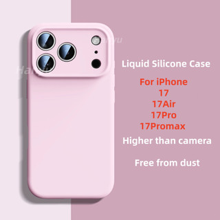  Bọc Toàn Bộ Bảo Vệ Ống Kính Silicon Lỏng Ốp lưng iPhone 17 16 15 Pro Max Sợi Silicon Đổ Xô Cho iPhone 17Air 16Plus 15Plus Điện Thoại Silicon Chống Sốc Ốp Lưng 