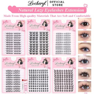  Lvcheryl 10Rows Lông Mi Giả Tự Nhiên Có Keo Dán Phong Cách Chữ Thập Tự Nhiên Nối Dài Cụm Đơn Lông Mi Cá Nhân 