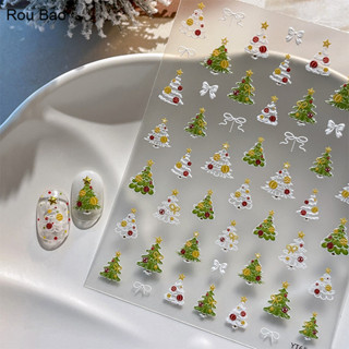  Rou Bao Nail Cây Giáng Sinh Xanh Hồng Xanh Nơ Xanh Có Keo Dán Lưng Móng Tay Nghệ Thuật DIY Trang Trí 