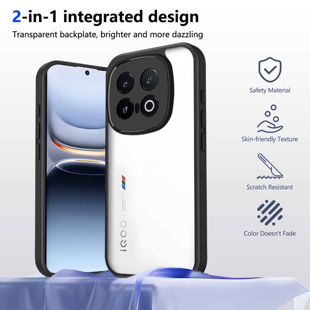IQOO 13 5G iQOO13 iqoo 13 Vỏ Acrylic Trong Suốt Silicon Mềm Cạnh Chống Sốc Ốp điện thoại Túi Khí Bảo