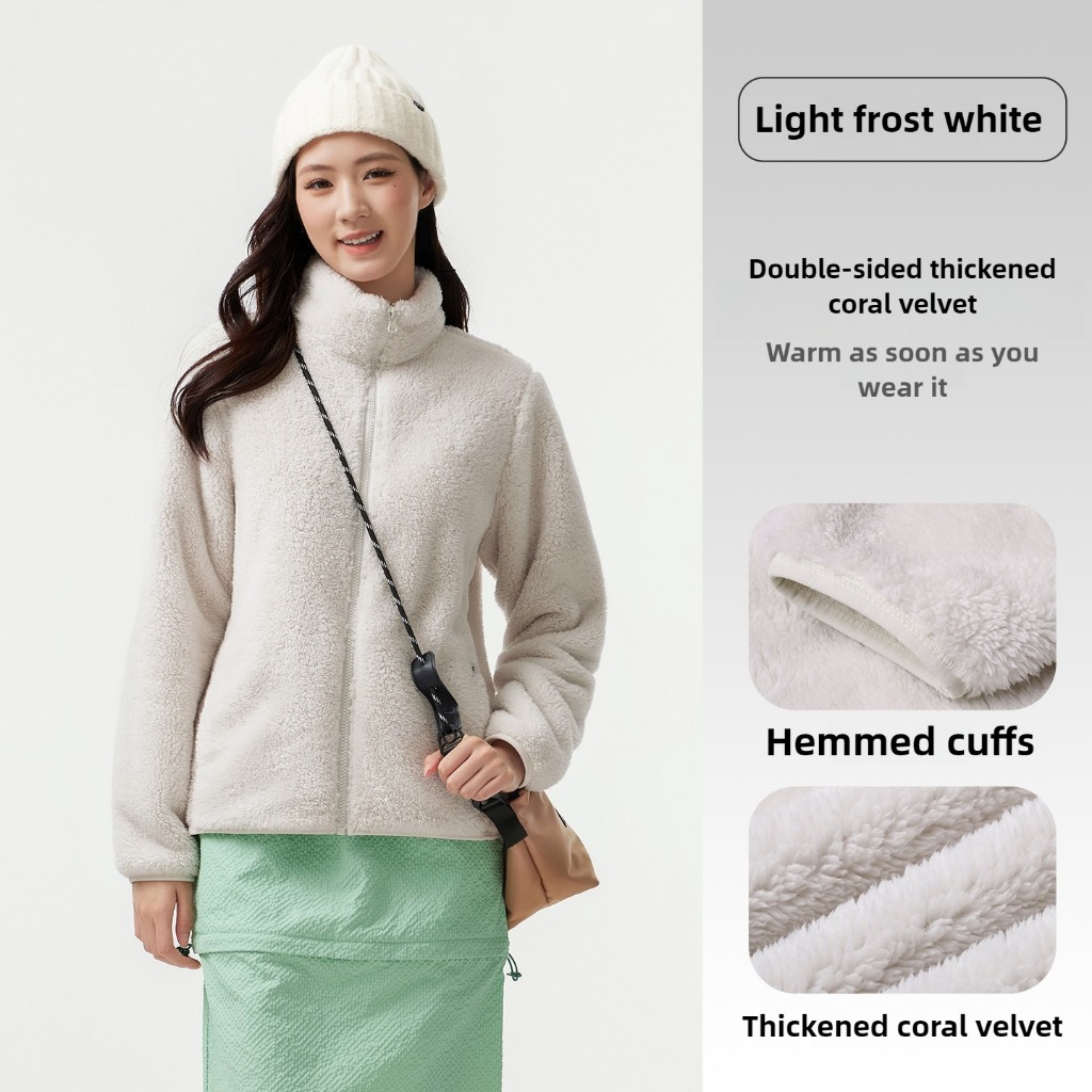 Áo khoác CAMEL CROWN  bằng lông cừu nhung giữ ấm khi đi ra ngoài tay dài mùa thu cho nữ | BigBuy360 - bigbuy360.vn