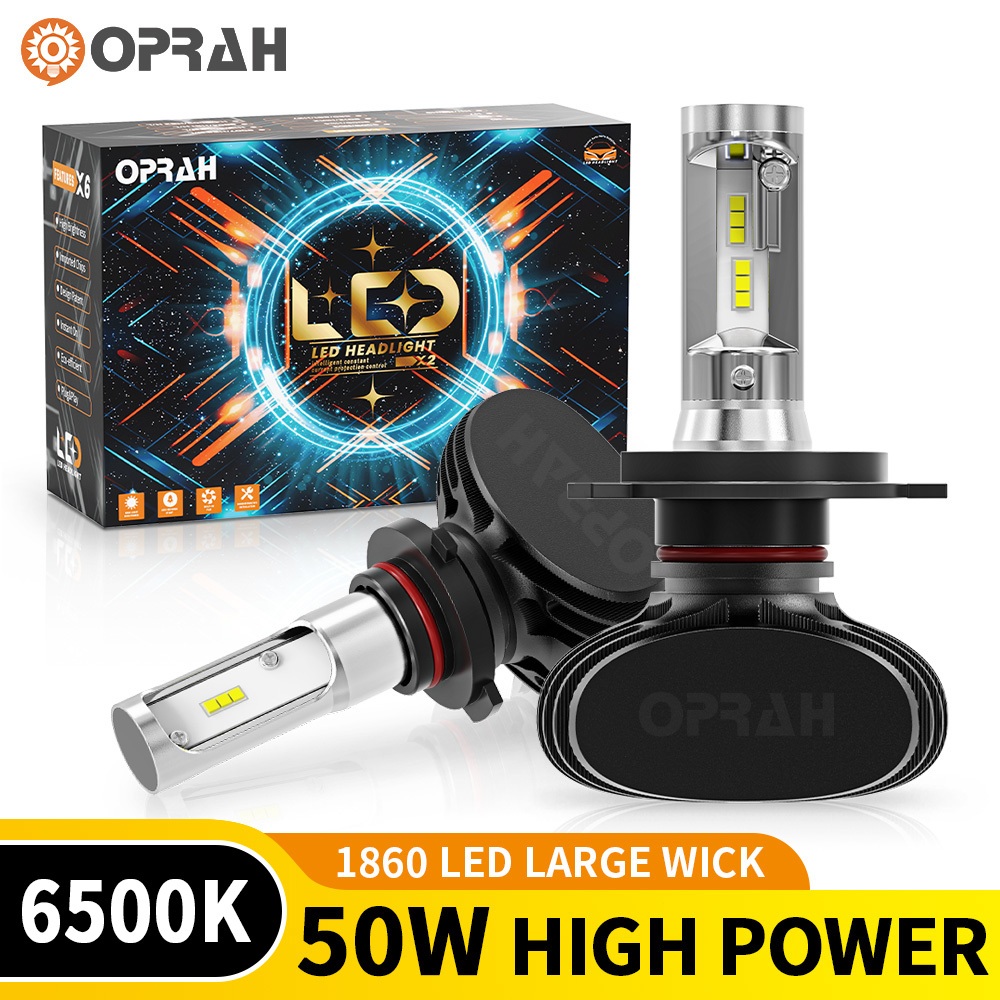 Oprah 2 Chiếc S1 50W Công Suất Cao Siêu Sáng H4 Đèn Pha LED 1860 Đèn Pha H1 H3 H11 H16 9005 9006 Bón