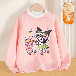W.G.Q Áo Sweater bé gái , Áo giữ nhiệt mùa thu đông có in hình, lông cừu ấm áp thoải mái