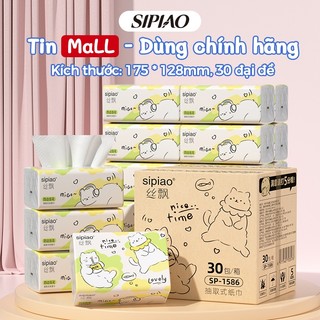   30 gói  Giấy lụa mềm dày 5 lớp Sipiao  1586-30  300 chiếc mỗi gói Giấy vệ sinh VN Size 175 * 128mm 
