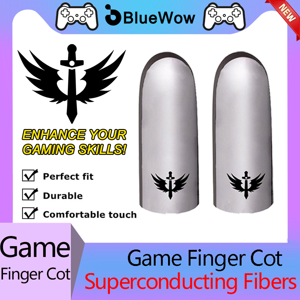 BlueWow 2026 Phong cách mới Hot [Thiên thần sa ngã] Chất liệu vải bạc Găng tay đeo tay chơi game Ngón tay cái cảm ứng (2 CÁI) Chống mồ hôi PUBG COD Call of duty Truyền thuyết di động trạng thái sinh tồn