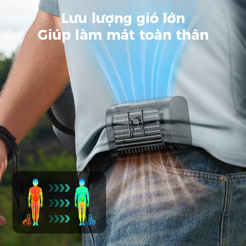 Aecooly Flow 9000mAh Quạt Hông Đeo Thắt Lưng 9000mAh Quạt Mini Cầm Tay 5 Tốc Độ Dòng chảy Quạt thắt lưng vận tốc cao Cánh Quạt Kiểu Điều Hòa, Dùng Đến 18 Giờ | BigBuy360 - bigbuy360.vn