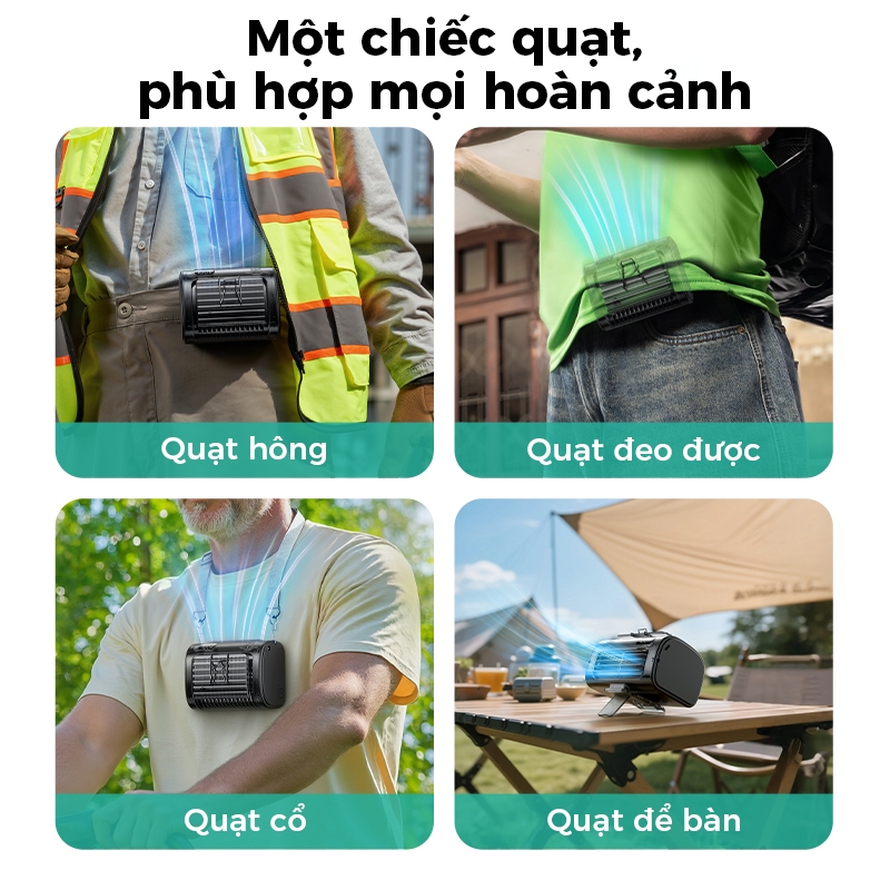 Aecooly Flow 9000mAh Quạt Hông Đeo Thắt Lưng 9000mAh Quạt Mini Cầm Tay 5 Tốc Độ Dòng chảy Quạt thắt lưng vận tốc cao Cánh Quạt Kiểu Điều Hòa, Dùng Đến 18 Giờ | BigBuy360 - bigbuy360.vn