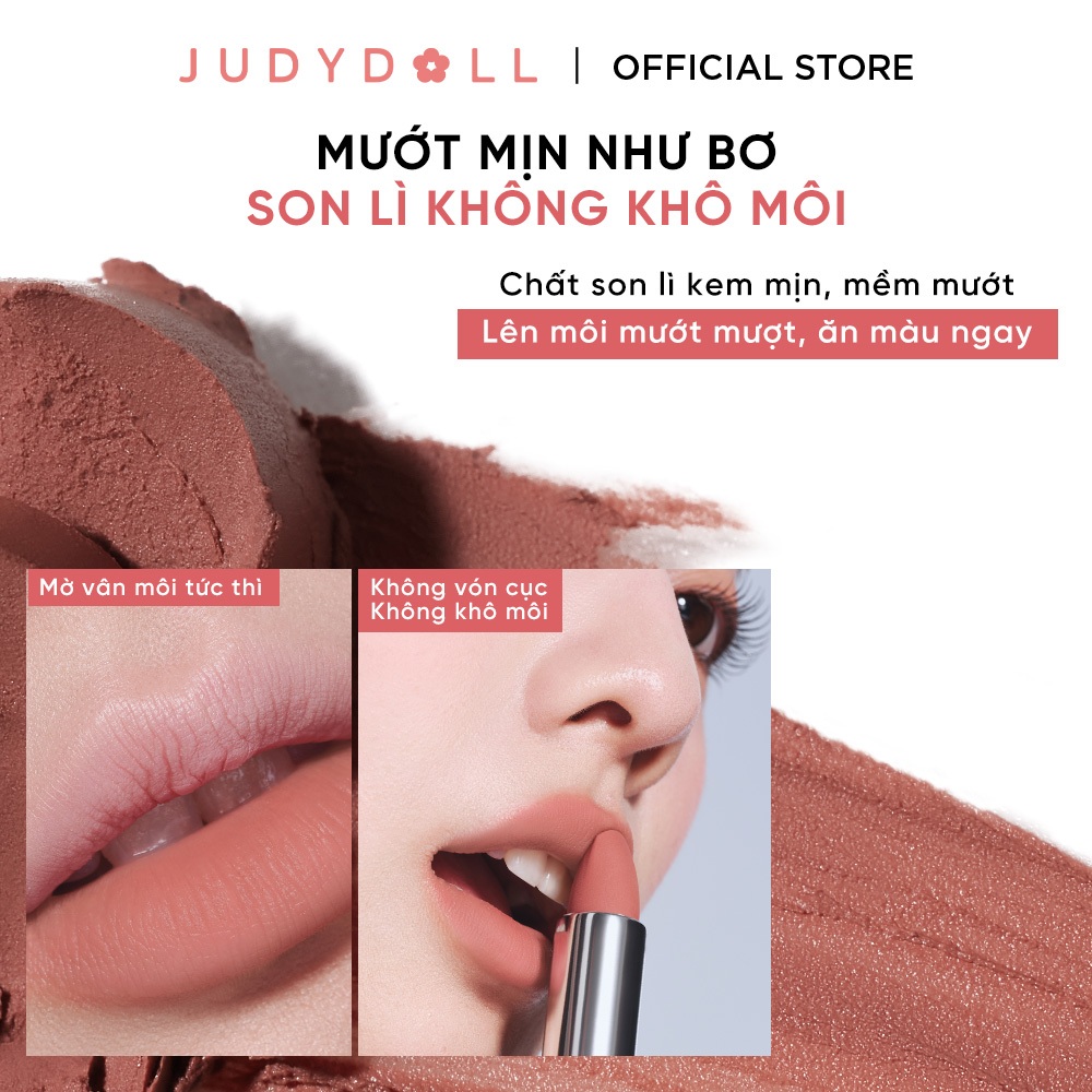 [MỚI] Son Lì JUDYDOLL Velvet Matte Lipstick Son thỏi Ẩm mướt Bơ mịn Mờ vân môi 3,6g | BigBuy360 - bigbuy360.vn