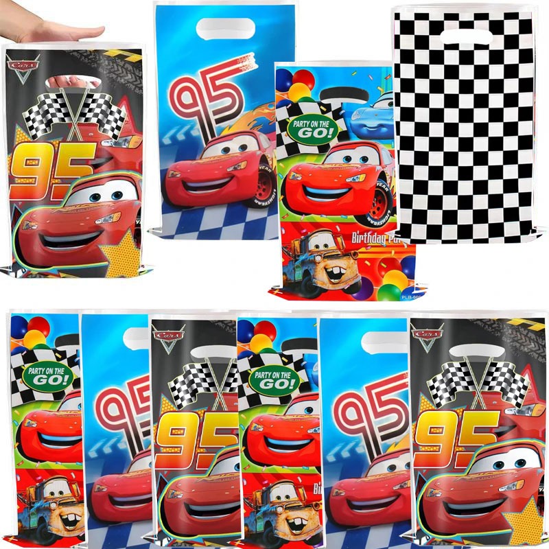 10-50 Chiếc Lightning McQueen Ô Tô Đảng Nhựa Goodie Túi Túi Loot Túi Nhựa Lightning McQueen Túi Kẹo 