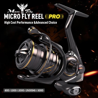 Kingdom MICRO FLY Spinning Fishing Reel 800 1000 2000 2500SHG 3000 160g 5.2: 1 / 6.2: 1 Tỷ Lệ Tốc Độ 8 + 1 Số Chịu Lực Nylon Light Spool Jigging Reel Máy Câu Cá Siêu Nhẹ