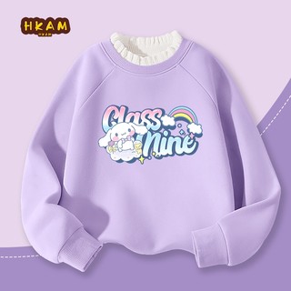 HKAM Áo Sweater Bé Gái Áo Trẻ Em Lông Cừu-Fleece Agaric Edge Áo Ấm Áp Thoải Mái Thu Đông Thời Trang, in Cinnamoroll