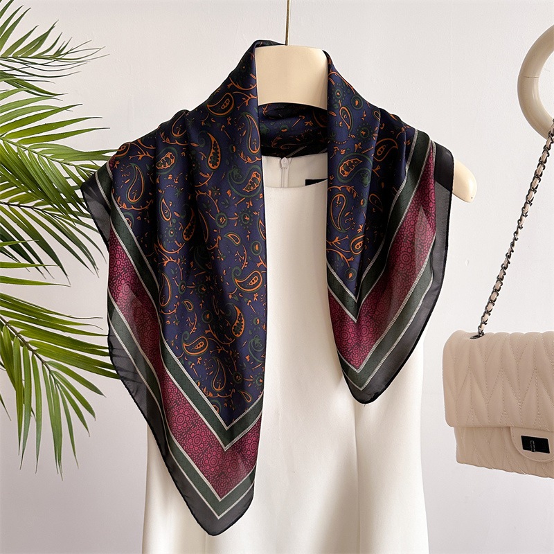 Giả Lụa In Hình Vuông Khăn Cho Nam Khăn Choàng Nhỏ 68cm / 26.7inch / 50g Khăn Bandana Nữ Tóc Thời Tr