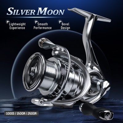 Kingdom BẠC MOON Spinning Fishing Reel 1000 1500 2500 161g 5.2: 1 Tỷ lệ tốc độ 8 + 1 No.bearings Nylon Light Spool Jigging Reel Spinning Reels Máy câu cá siêu nhẹ