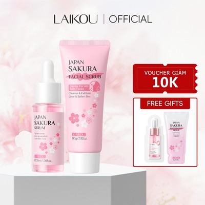 LAIKOU Combo Serum Hoa Anh Đào + Tẩy Tế Bào Chết - Giảm Mụn & Nuôi Dưỡng Da Sáng Mịn