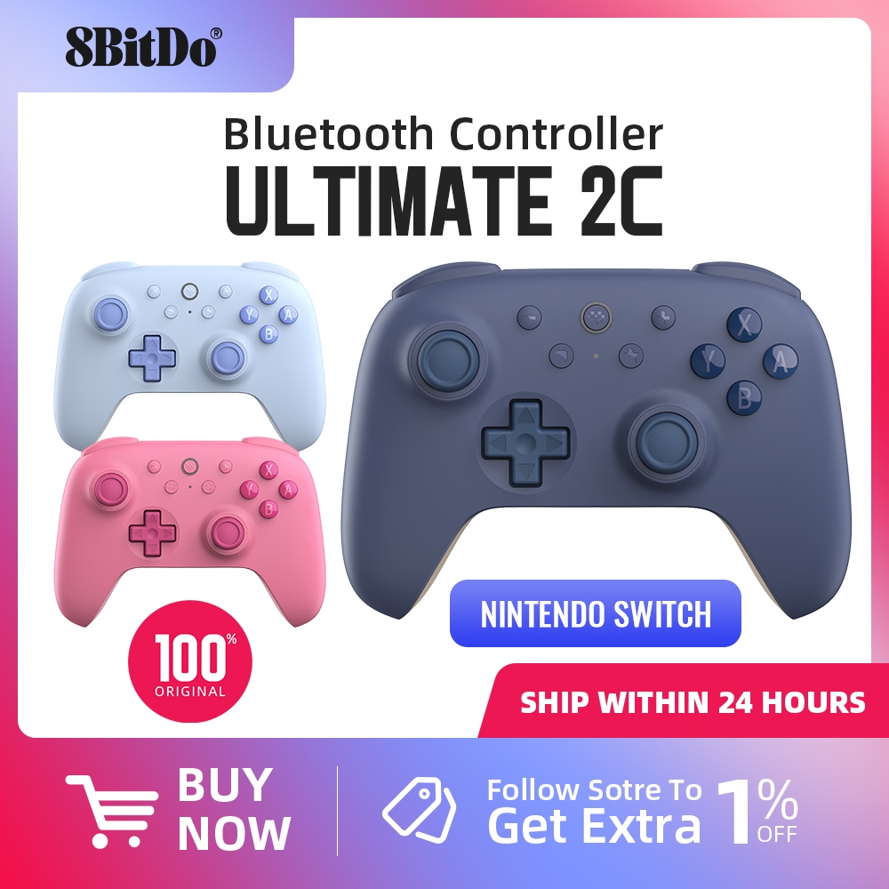 8BitDo Ultimate 2C Bộ điều khiển Bluetooth Tay cầm chơi game không dây có hiệu ứng Hall Joystock cho