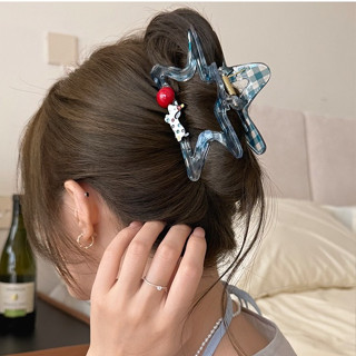  Ahellogirl Kẹp Tóc Nữ Mới 2025 - Trong Suốt Kẻ Sọc Chấm Bi Phù Hợp Cá Mập 