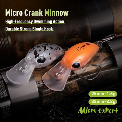 Kingdom Micro Crank Minnow Mồi Câu Cá 1.5g / 25mm 3.2g / 32mm Nổi Topwater Mồi Cứng ABS Dụng Cụ Câu Cá Nhân Tạo Crankbaits Giải Quyết Wobblers Cho Bass Pike Cá Hồi
