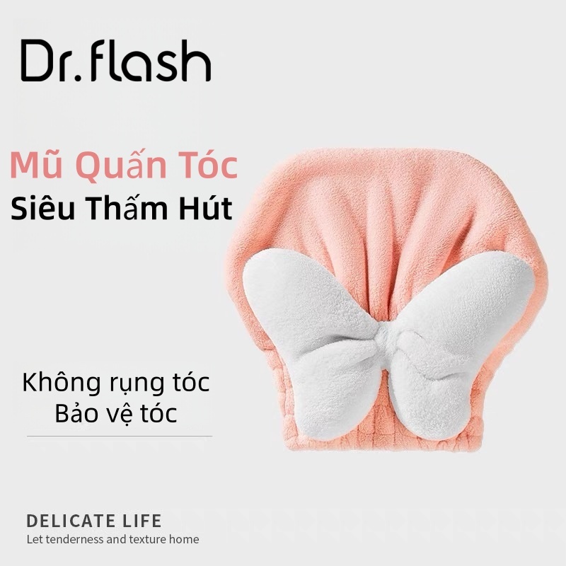 [ Dr.Flash ] Mũ Quấn Tóc Siêu Thấm Hút Nhanh Khô , Khăn Bông Ủ Quấn Tóc Dệt Sóng Nhanh Khô Cao Cấp