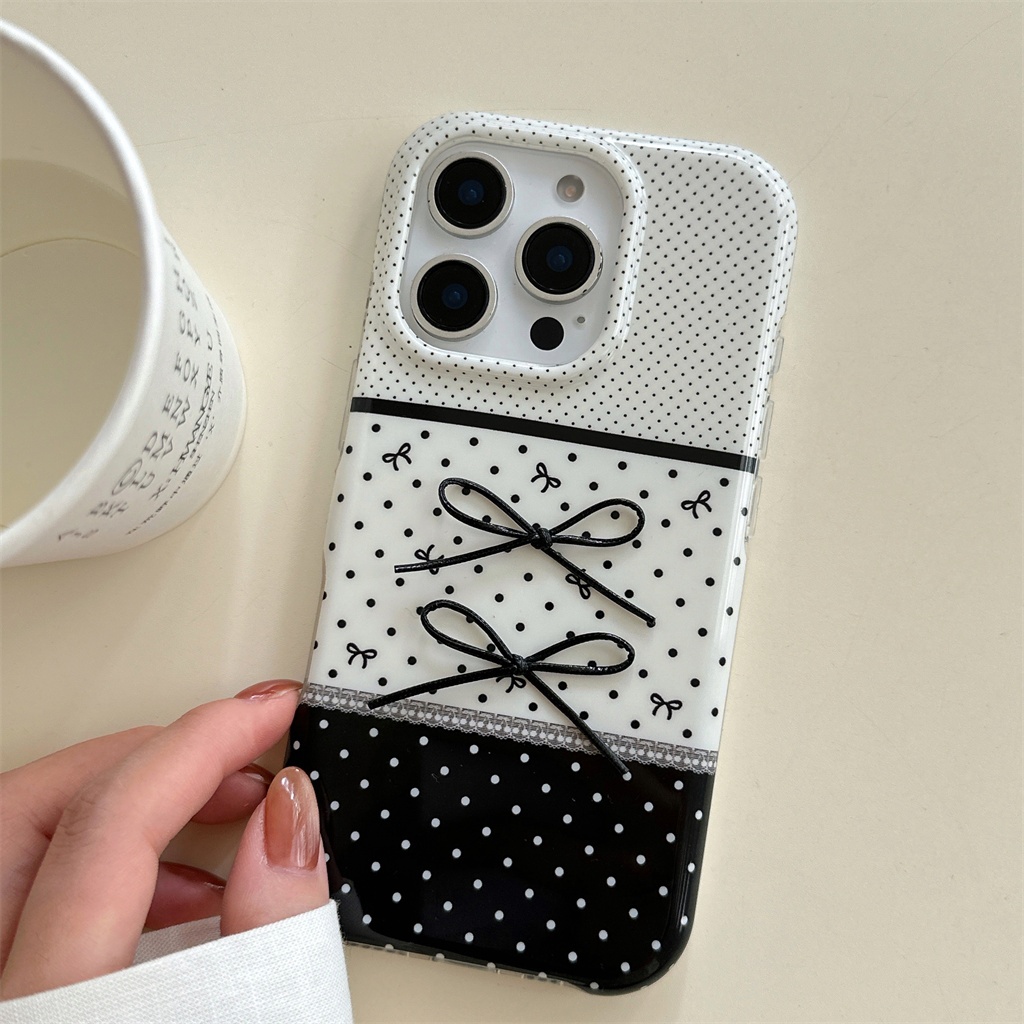 Dành cho iphone Case 16 Pro Max 15 Pro Max 14 Pro Max Nửa gói Vỏ điện thoại nơ hai lớp