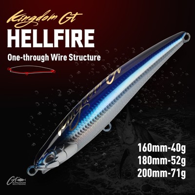 Bút chì mồi câu cá biển Kingdom HELLFIRE 160mm / 180mm / 200mm 40g / 52g / 71g Z-Stoke Mồi câu cá Mồi câu cá cá Wobblers cho GT Cá ngừ Cá kiếm Bass biển