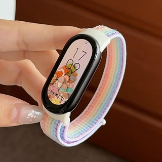 Dây đeo nylon Velcro cho xiaomi mi band 10 9 8 7 6 5 Vòng đeo tay NFC Miband 3 / 4 dây đeo đầy màu sắc