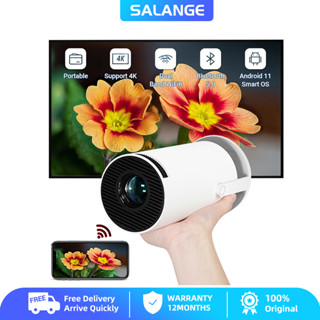 Salange Máy chiếu mini HY300 Pro 4K có WiFi và Bluetooth, Xoay 180° & Keystone tự động, Hỗ trợ Full HD 1080P, Máy chiếu phim ngoài trời di động chạy hệ điều hành Android 11, Tương thích với TV Stick/Windows/iOS/Android/HDMI/USB
