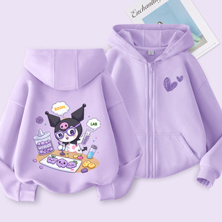  W.G.Q Áo Hoodie bé gái  Áo khoác mùa xuân thu có in họa tiết Kuromi thoải mái thông thường Thích hợp cho trang phục thể thao ngoài trời 