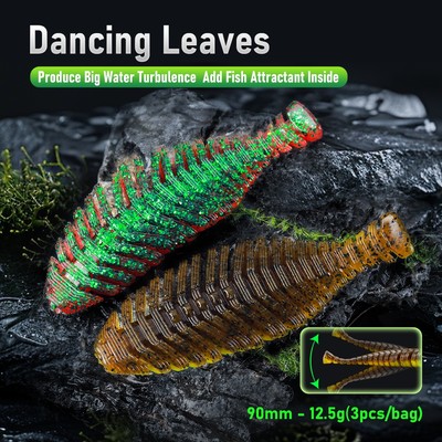 Kingdom DANCING LEAVES Đuôi T Mồi Câu Cá Mềm 3 Cái / túi 95 Mm / 12.5g Mồi Mềm Chìm PVC Ned Jig Rig Mồi Swimbaits Nhân Tạo Wobblers Mềm Câu Cá