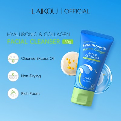 Sữa rửa mặt LAIKOU Hydra Power - Axit Hyaluronic & Collagen biển để dưỡng ẩm - Với Niacinamide, Panthenol & Cica - Bọt giàu, Không khô, Dành cho mọi loại da