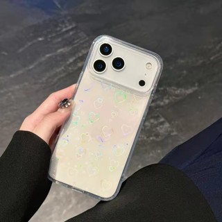 Ốp điện thoại cứng trong suốt + laserheart ba chiều iphone 17 16 Pro Max 13 12 11 XS / X XR 7P / 8P Vỏ trong suốt 13 ProMax 12Promax 11promax Mặt sau cứng PC đầy màu sắc iphone Xs Max