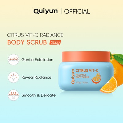Tẩy tế bào chết toàn thân QUIYUM Citrus Vit-C Radiance | Làm sáng & tẩy tế bào chết bằng axit Hyaluronic & bơ hạt mỡ 200g