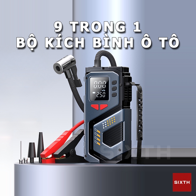 4 Trong 1 Bộ kích điện xe ô tô Kích bình ô tô kiêm bơm lốp Bộ kích điện khẩn cấp cho xe hơi cao cấp 