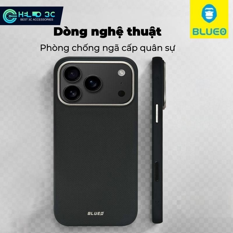Ốp lưng từ tính Blueo Aramid Fiber Kevlar cho iPhone 16 / 17 Quân đội cấp chống rơi iphone 17 pro ma