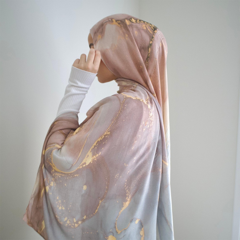 Jifang Khăn Choàng Pashmina Cotton Mềm Mại Họa Tiết Màu Nước, Phù Hợp Với Hijab