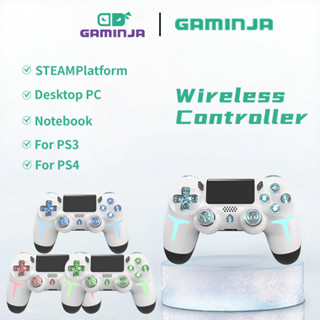 Rgb Light Tay cầm chơi game không dây Bộ điều khiển Bluetooth cho bảng điều khiển PS4 PS3 Máy tính Con quay hồi chuyển 6 trục Rung kép với miếng đệm cảm ứng