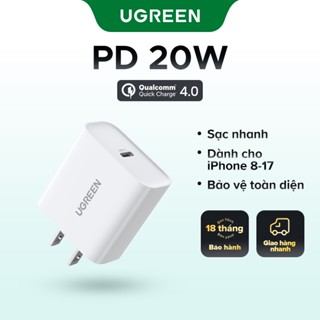 Bộ sạc nhanh UGREEN 20W PD Type C cho xiaomi (Trắng/Xanh)