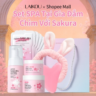 LAIKOU Sakura Glow & Relax SelfCare Kit Home SPA Cherry Blossom Glow Skin Radiance Hydrat hóa Nuôi dưỡng