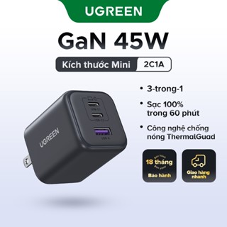  UGREEN 45W GAN 3 Cổng 2 USB C & 1 USB A USB-C Sạc Nhanh Hỗ Trợ Sạc Nhanh SAMSUNG Cho iPhone 