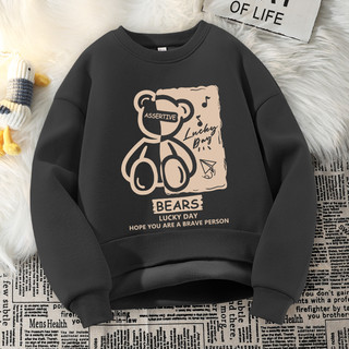 W.G.Q Áo sweater bé trai , Áo mùa thu đông Áo lông cừu dày ấm áp thoải mái với in hình gấu
