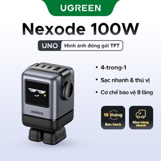 Ugreen Uno 100W 4 cổng GaN Bộ sạc đa cổng Type C PD USB Robot nhỏ Sạc nhanh cho iPhone 16 pro max 15 pro max SAMSUNG S24 Ultra