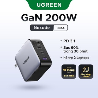  Ugreen 200W GaN Sạc 4 Cổng Du Lịch 140W PD3.1 Sạc Nhanh Cho Laptop Máy Tính Bảng MacBook Air   Pro iPhone 16 Pro Max Samsung S25 Ultra 