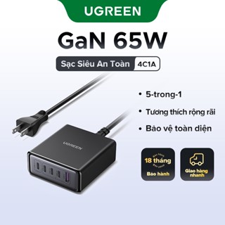 UGREEN 65W GaN Bộ sạc máy tính để bàn 5 cổng 4 USB -C 1 USB-A Sạc nhanh cho MacBook Xiaomi Huawei iPhone 16 Pro Max Samsung S25