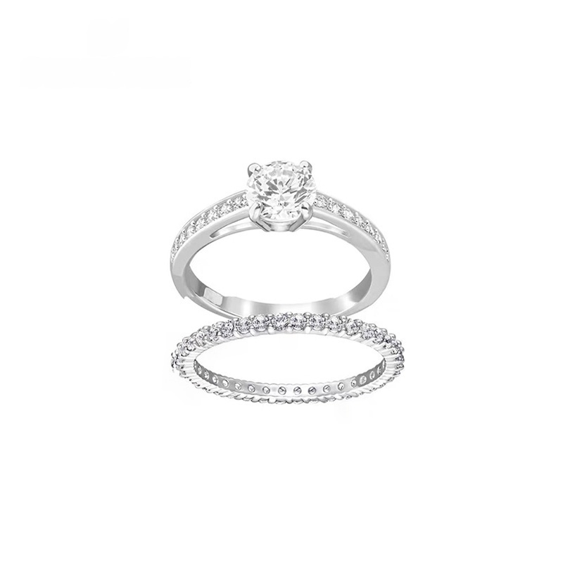 Nhẫn có sẵn Thu hút Nhẫn cố định Nhẫn bạc Zircon Bộ nhẫn Vòng đeo tay Nhẫn bạc Quà tặng Nhẫn thời tr