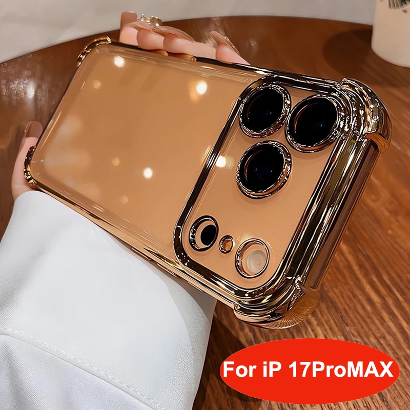 Ốp lưng cứng trong suốt cạnh thẳng cho iPhone 17 16 15 14 13 12Pro Max 17Air Ốp lưng chống sốc