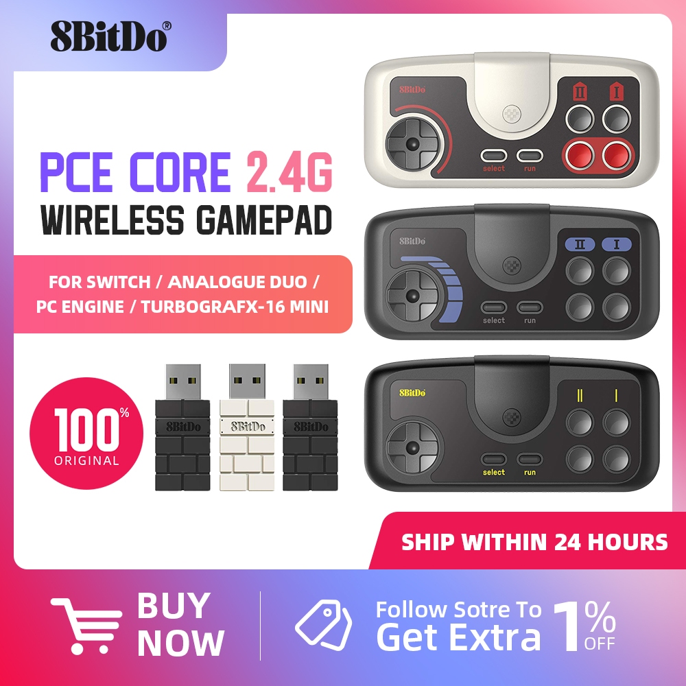 Tay cầm chơi game không dây 8bitdo PCE Core 2.4G cho PC Engine Mini PC CoreGrafx Mini TurboGrafx-16 