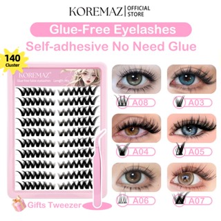  KOREMAZ Lông mi giả không có keo-Mũa tự nhiên dày mềm mại không keo DIY Cụm lông mi có thể tái sử dụng 10-14mm 9-13mm Trang điểm phù hợp cho người mới bắt đầu Sinh viên Hàng ngày Đảng 