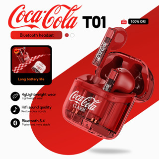 Tai nghe Coca-Cola T01 Tai nghe TWS Bluetooth 5.4 Điều khiển cảm ứng Tuổi thọ pin dài có Mic